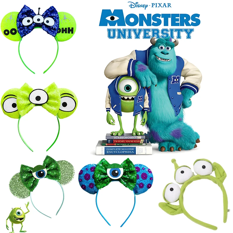 

Disney Pixar Monsters University Headbands Women Cute Mike Sullivan Ears Hairband Kids Sequins Bow Hair Accessories Girl Cosplay