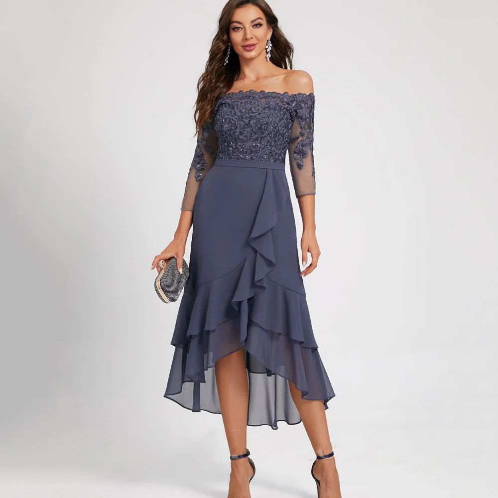 

Elegant Chiffon Bridal Dress Classic Customized A Line Sheath Off Shoulder Wedding Party Gowns Formal Applique Mother Dresses