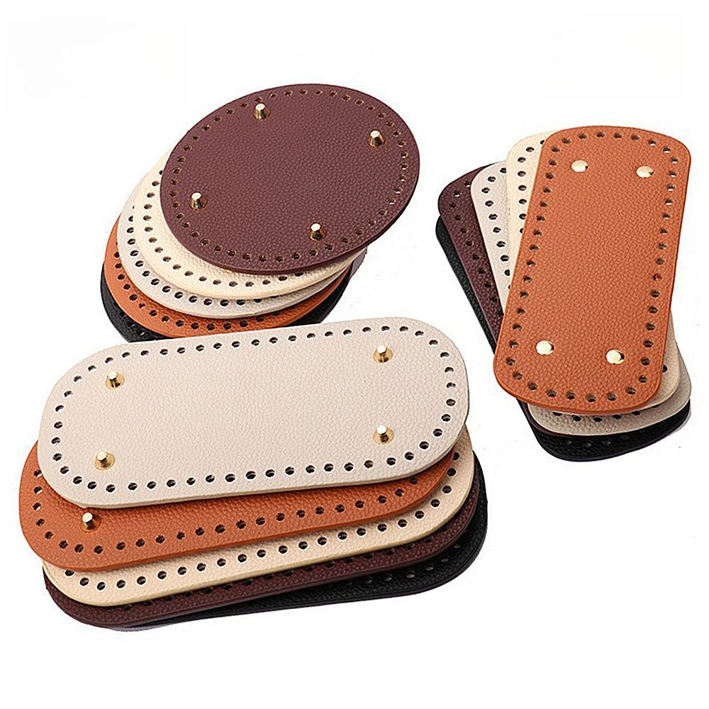 

5pcs Crochet PU Base Plate Handmade Knitted Bag Bottom Accessories Lychee Leather Bag Bottom DIY Bag Bottom
