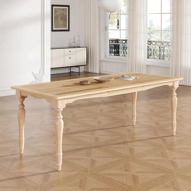 

Vintage Traditional Extendable Dining Table 82.7" with Removable Leaf 23.6", Natural Finish