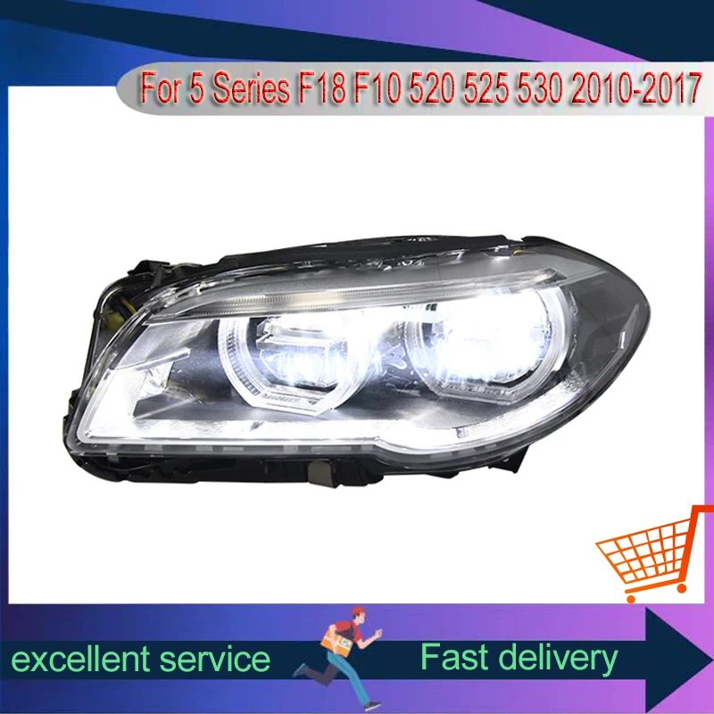 Front Lamp For BMW 5 Series F18 F10 520 525 530 2010-2017 Car Assembly Modified LED Headlight Angel Eye Daytime Running Light