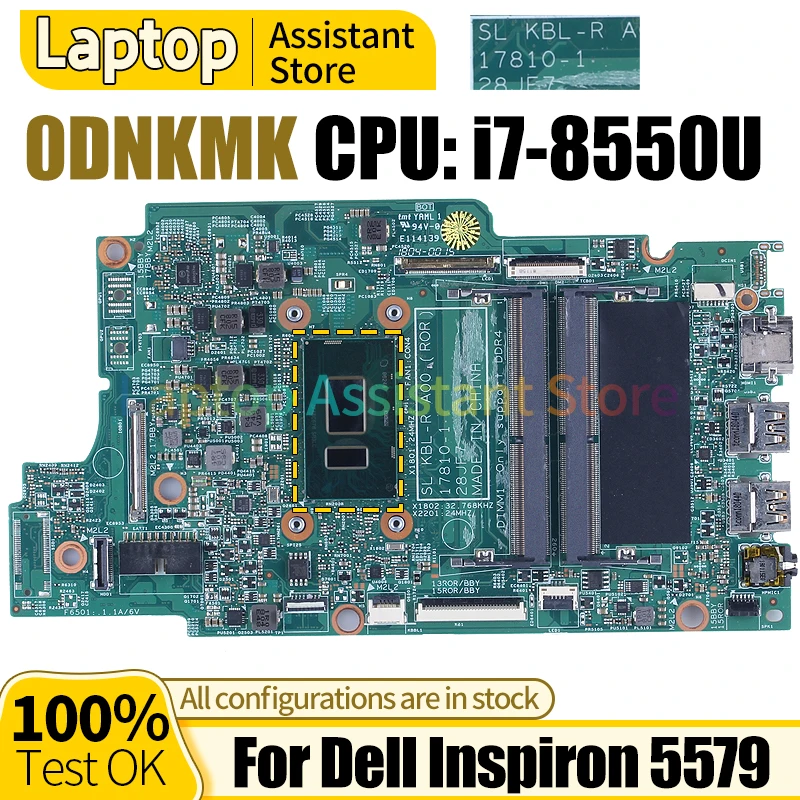 

For Dell Inspiron 5579 Mainboard 17810-1 0DNKMK SR3LC i7-8550U 100％ test Notebook Motherboard