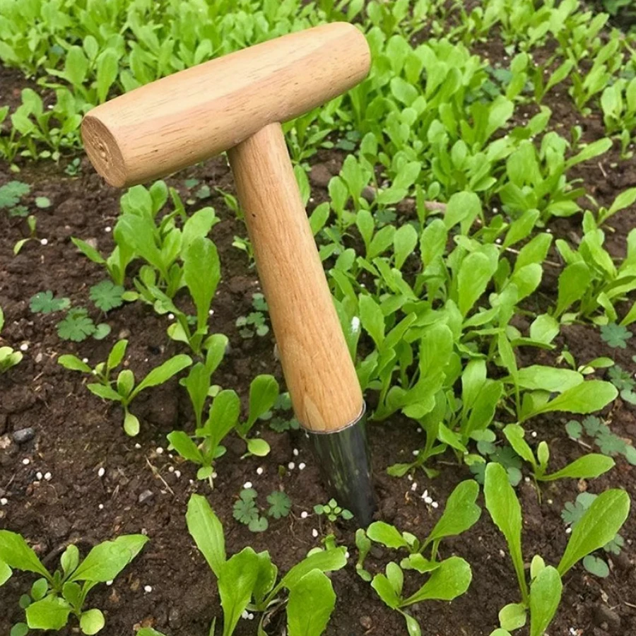 

11X4.5 inch Garden Tool Hand Held Seed Planter Tool Easy Grip Wooden T-Handled Gardening Tool For Tulip Daffodil Crocus