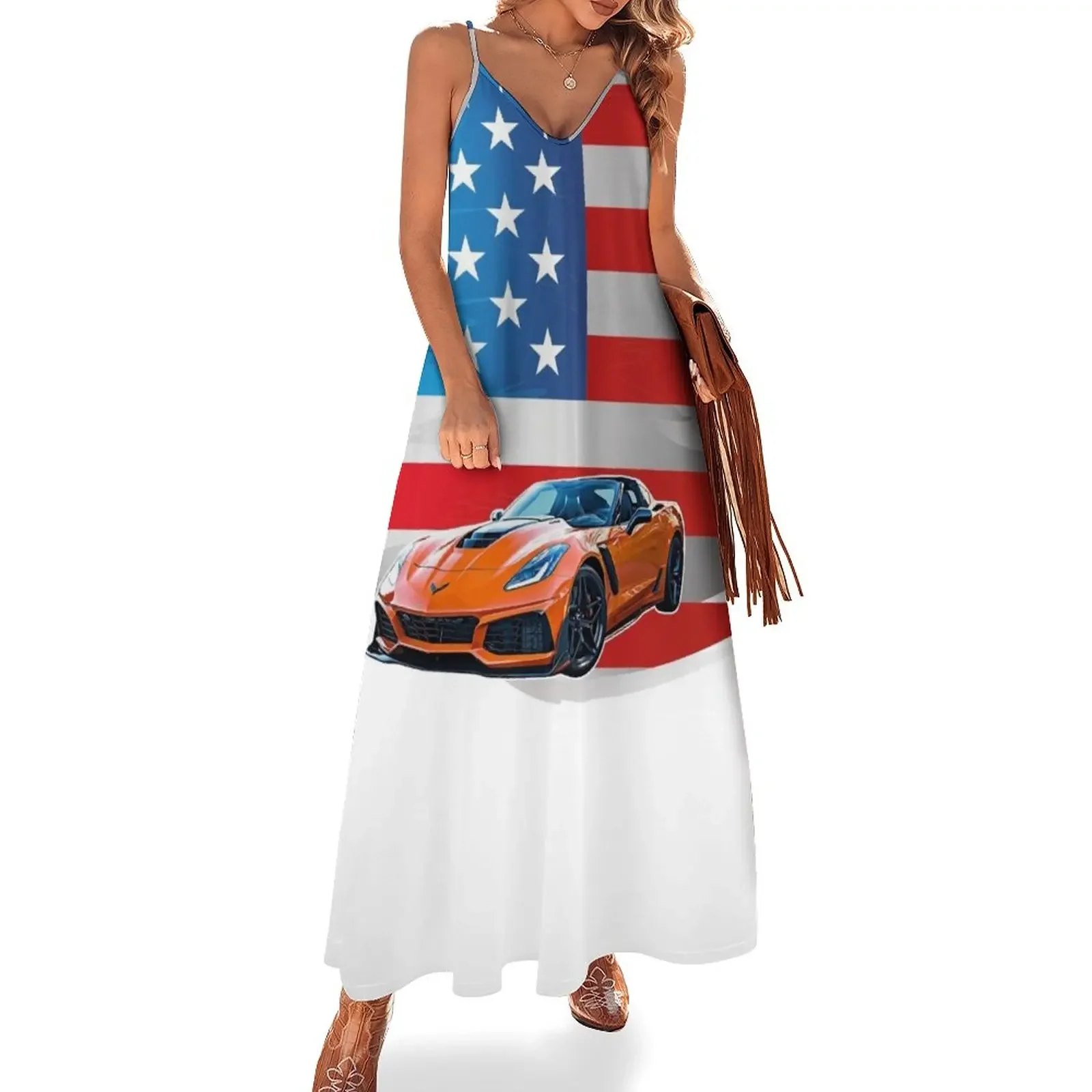 

USA Supercars C7 Sleeveless Dress elegant chic wedding evening dresses Women's long dress