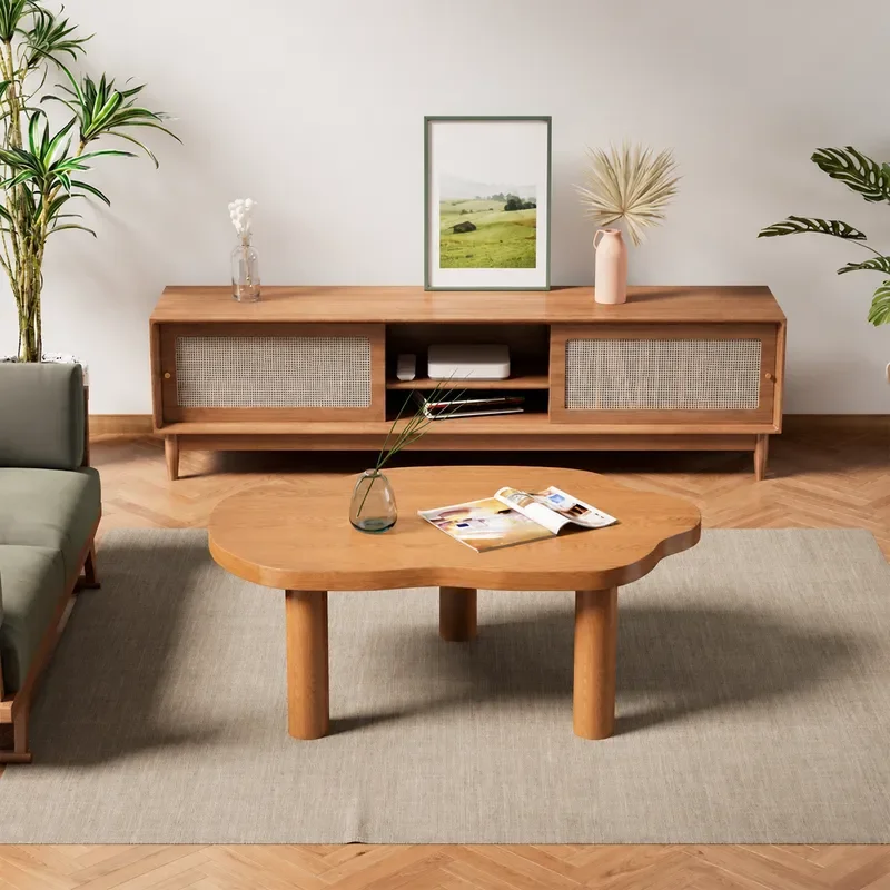 Nordic Simple Solid Wood Coffee Table Small Apartment Living Room Special Shaped Cloud Side Table Hotel Homestay Irregular