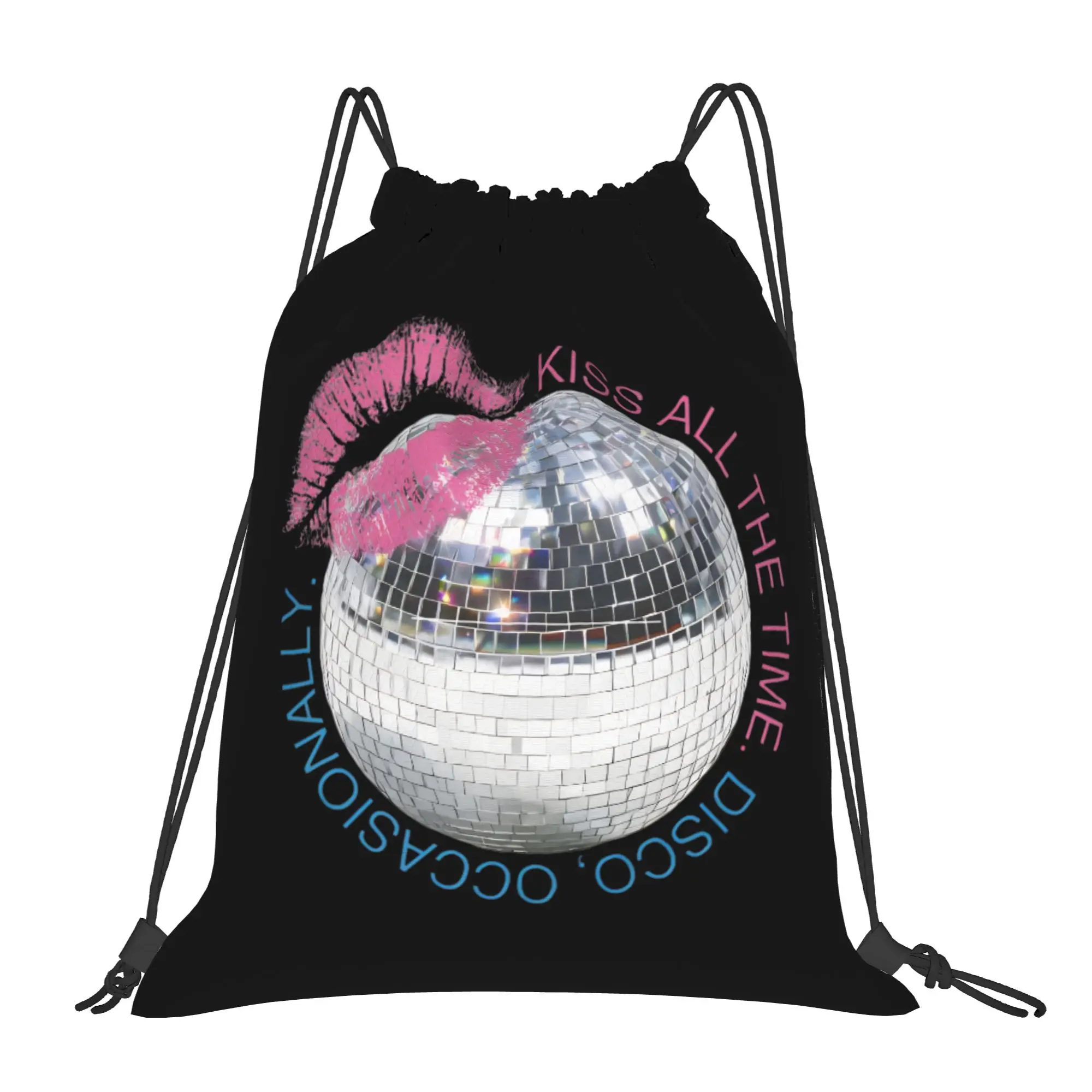 Kiss All The Time Disco Bag Drawstring Backpack Sports Gym Sackpack Harrys Singer Styles String Bag Hiking 36cm (W) x 43cm (H)