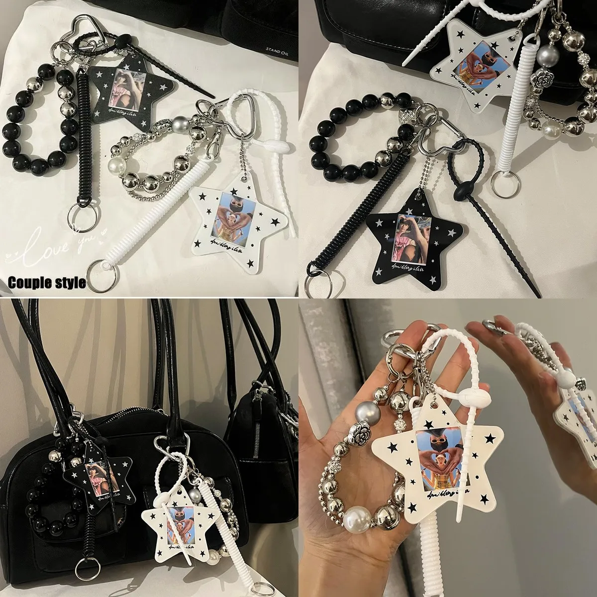 Photo Keychain for Couples  Star-Shaped Personalized Keyring with Photo Slot, Valentines Day Gift, Backpack Charm, Bag