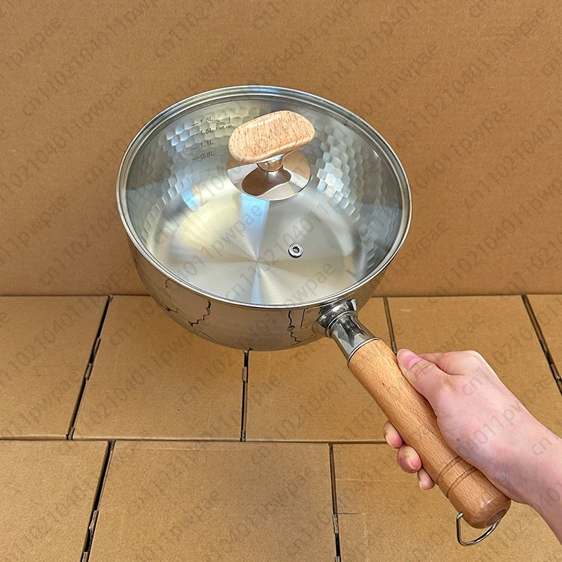 وعاء حليب من الفولاذ المقاوم للصدأ 316L مقاس 22 سم غير مطلي سميك ومقلاة مسطحة للثلج المنزلية للطباخ التعريفي