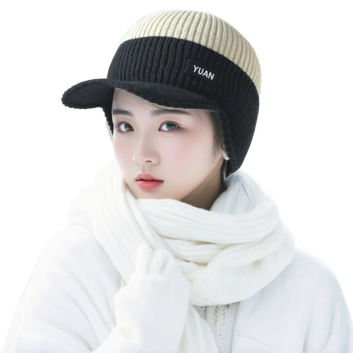 AliExpress NONE Unisex Winter Hat for Skiing, Cycling & Outdoor Sports Dual-Tone Knit Baseball Cap - Outdoor Activities Perfect Hats for Men