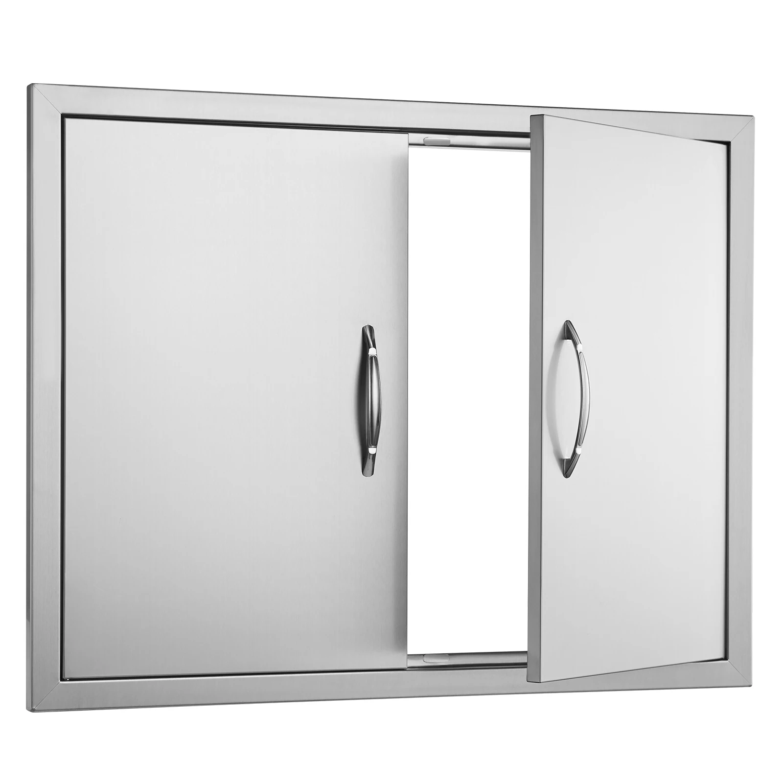 BBQ Access Door, 31W x 24H Inch Double Outdoor Kitchen Door, Stainless Steel Flush Mount Door, Double Wall Vertical Door with Handles and Hooks, Grilling Station, Outside Cabinet