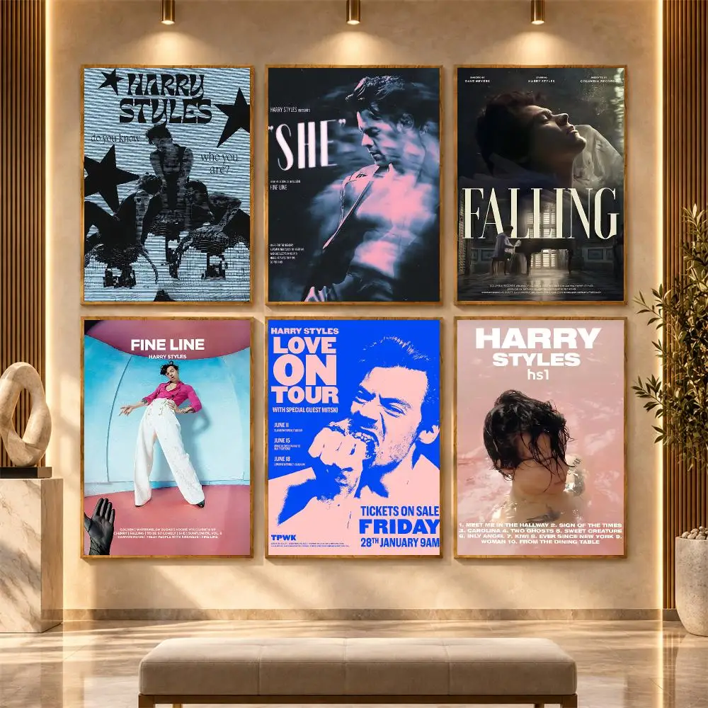 H-Harry Styles Poster Wall Stickers Self Adhesive Art Decals for Bedroom Living Room Home Decor Print Mural HD Gift
