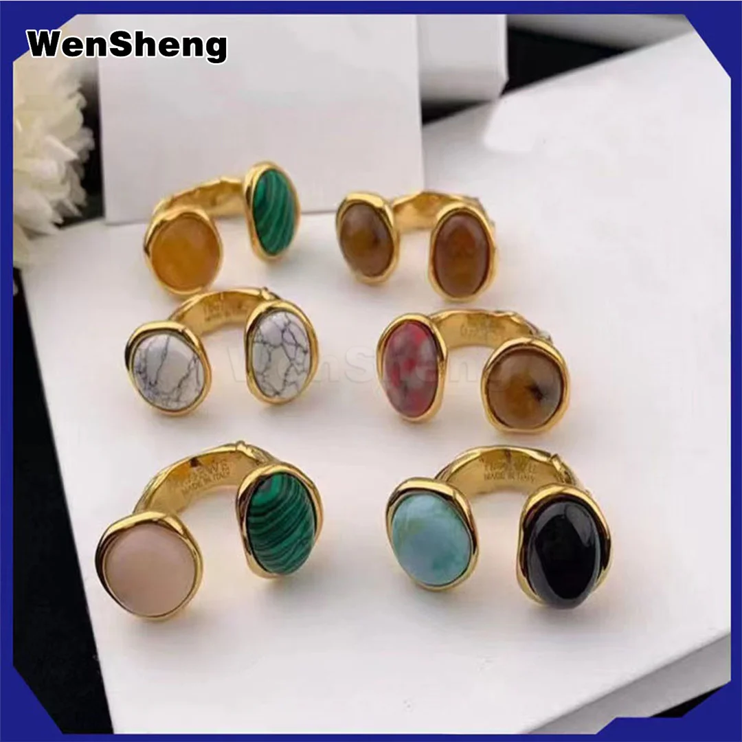 

2022 Fashion Accessories Vintage Natural Stone Opening Ring For Women's Banquet Jwelry Gifts