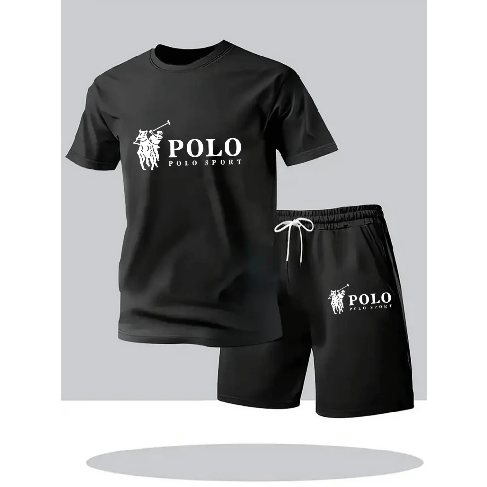 2026 Summer Men's Set Urban Casual Fashion T-shirt and Shorts High Quality Crew Neck Short Sleeve Outfits Male Daily Sportswear