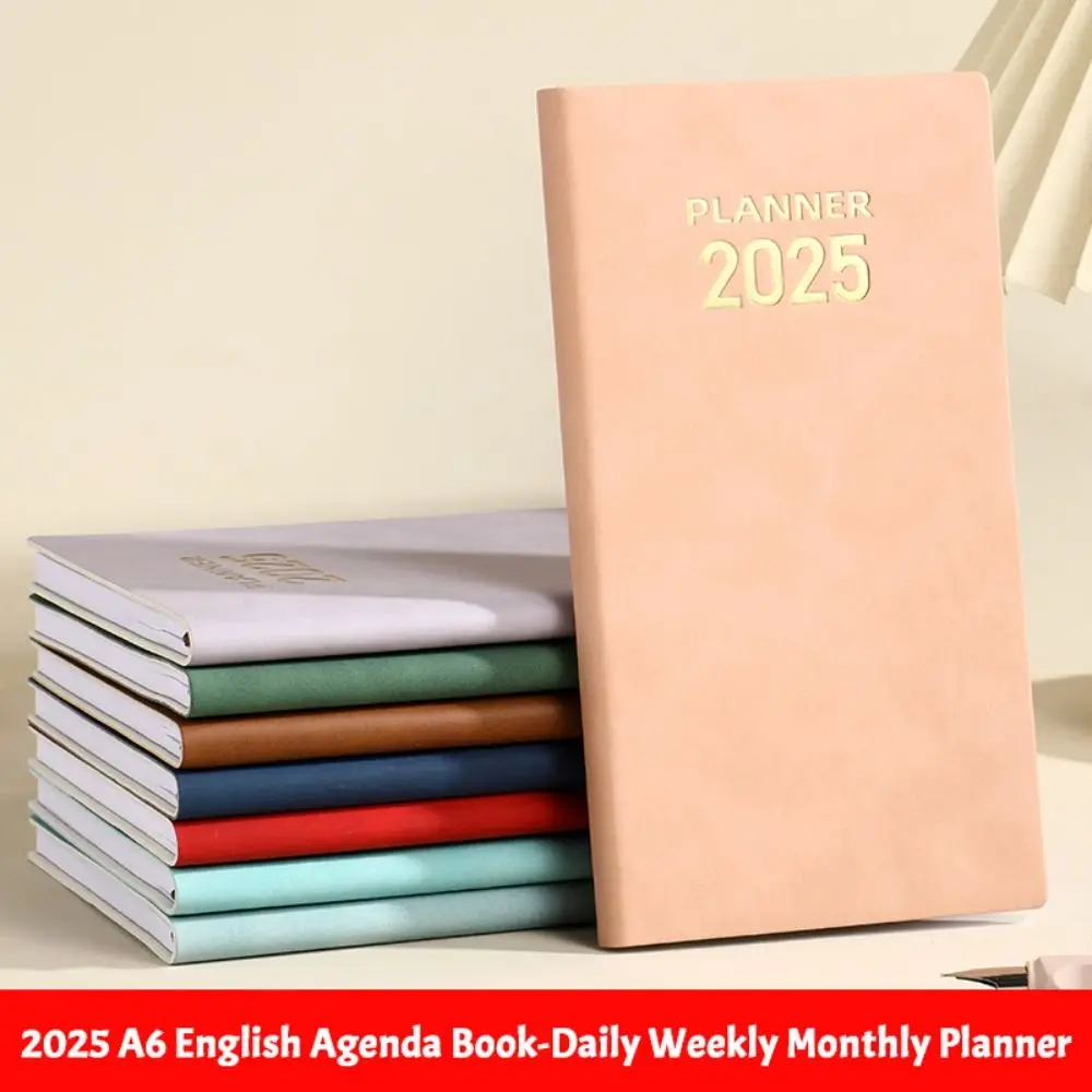 Agenda portátil A6 2025, cuaderno de bolsillo con calendario para hacer lista, Bloc de notas en inglés para estudiantes