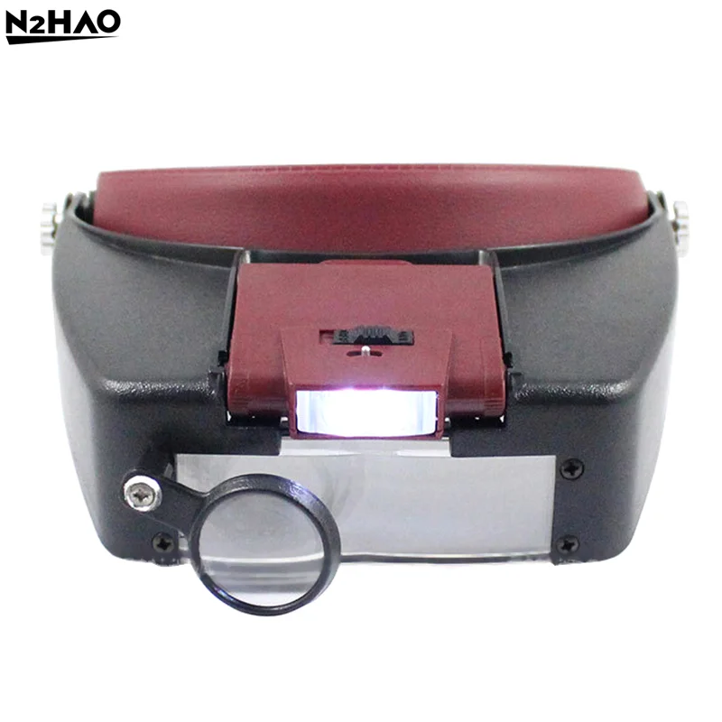 Okulary powiększające z pałąkiem na głowę 10X, regulowany rozmiar, lupa LED do czytania, okulary powiększające Optivisor z podświetleniem