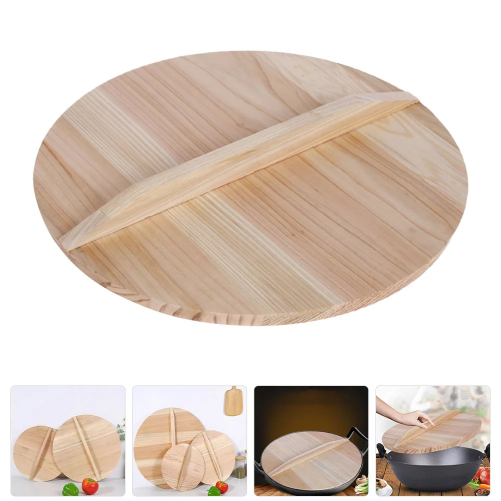 

Wooden Wok Lid Natural Smooth Anti-Splash For Cast Iron Wok Kitchenware Pot Cover Household Cooking Tool