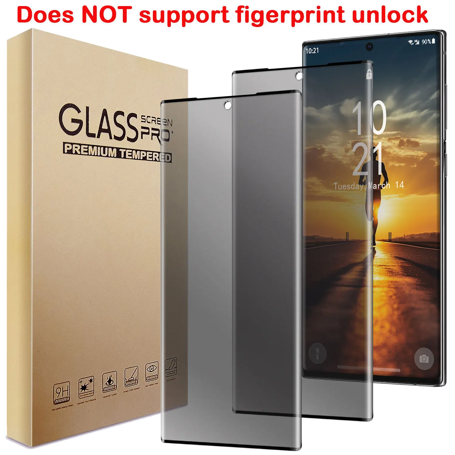 

2-Pack For Samsung For Galaxy Note 10/Note 10 Plus 5G Privacy Tempered Glass Screen Protector Full Coverage Film
