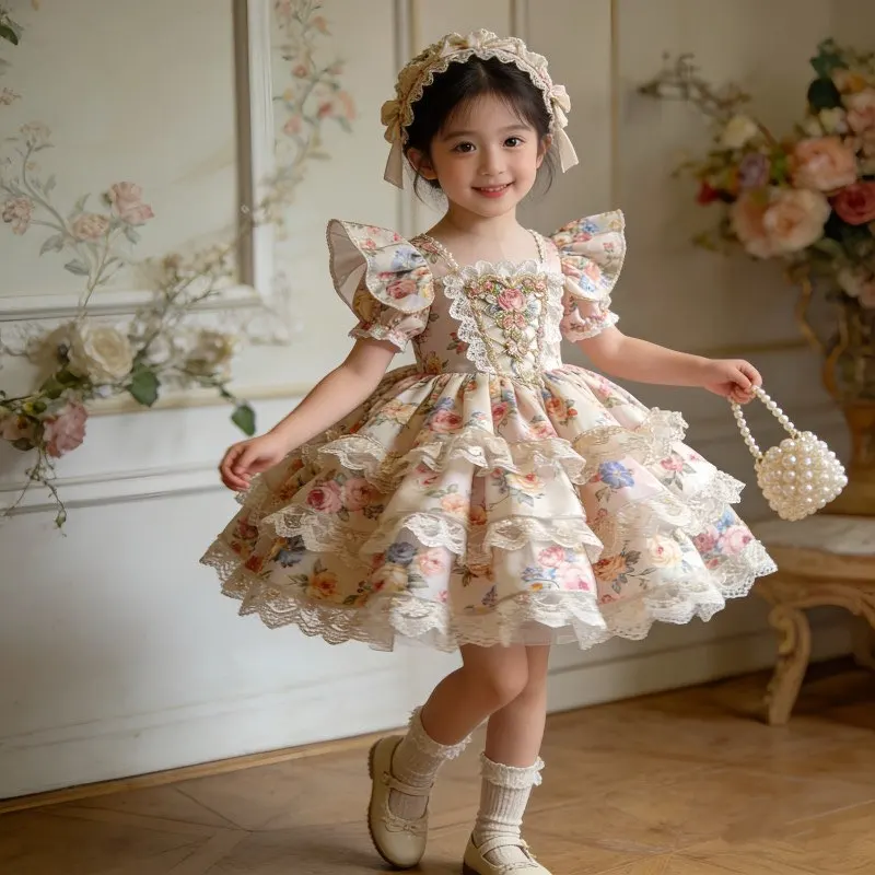 Baby Girl's Summer Fashion Lolita Fluffy Princess Dress Children's Dance Costume Cute Soft Fabric Babywear for Girls