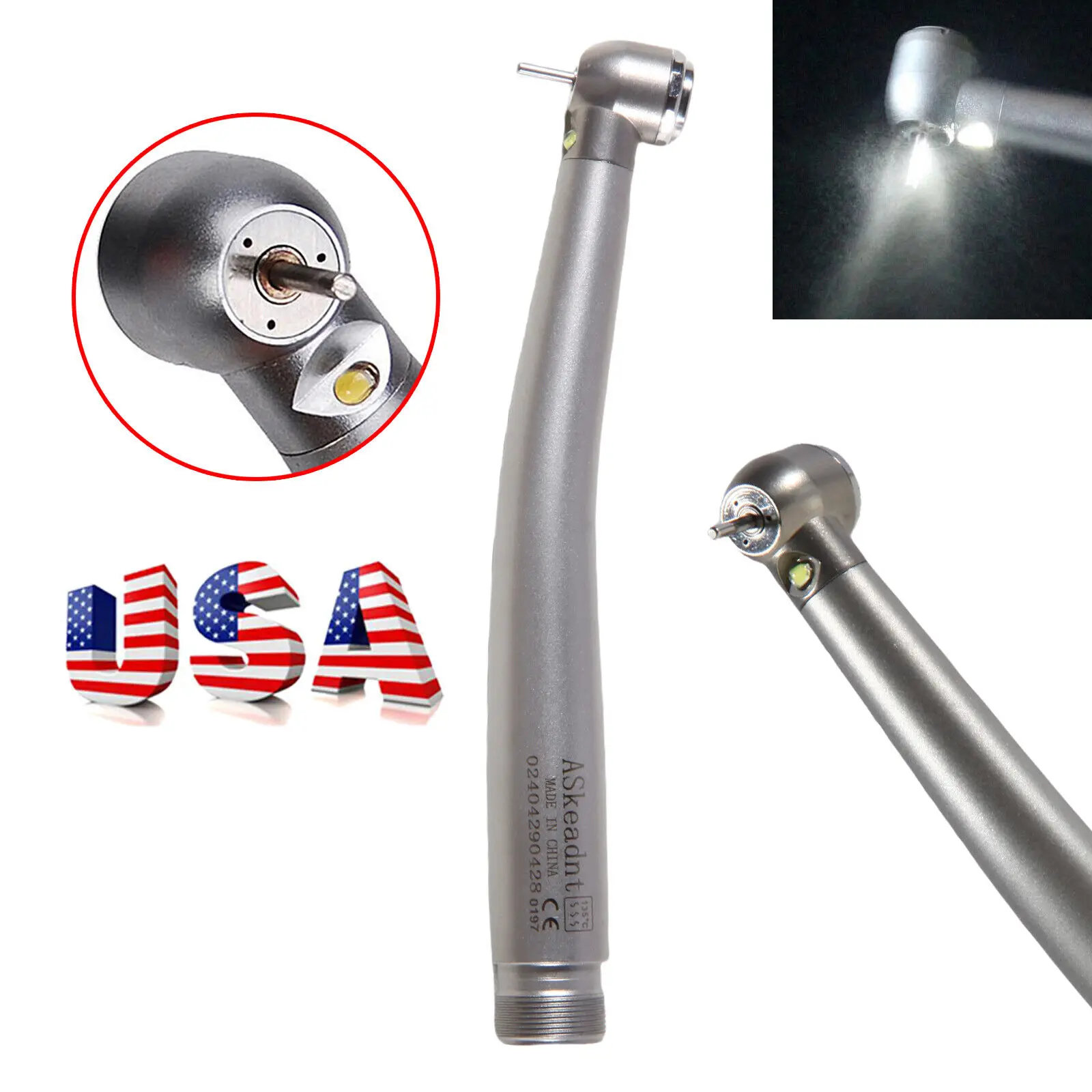 Fibra Óptica Dental LED Handpiece De Alta Velocidade, Botão, Turbina De Ar, Fit NSK Pana Max, 2 Buracos, 4 Buracos