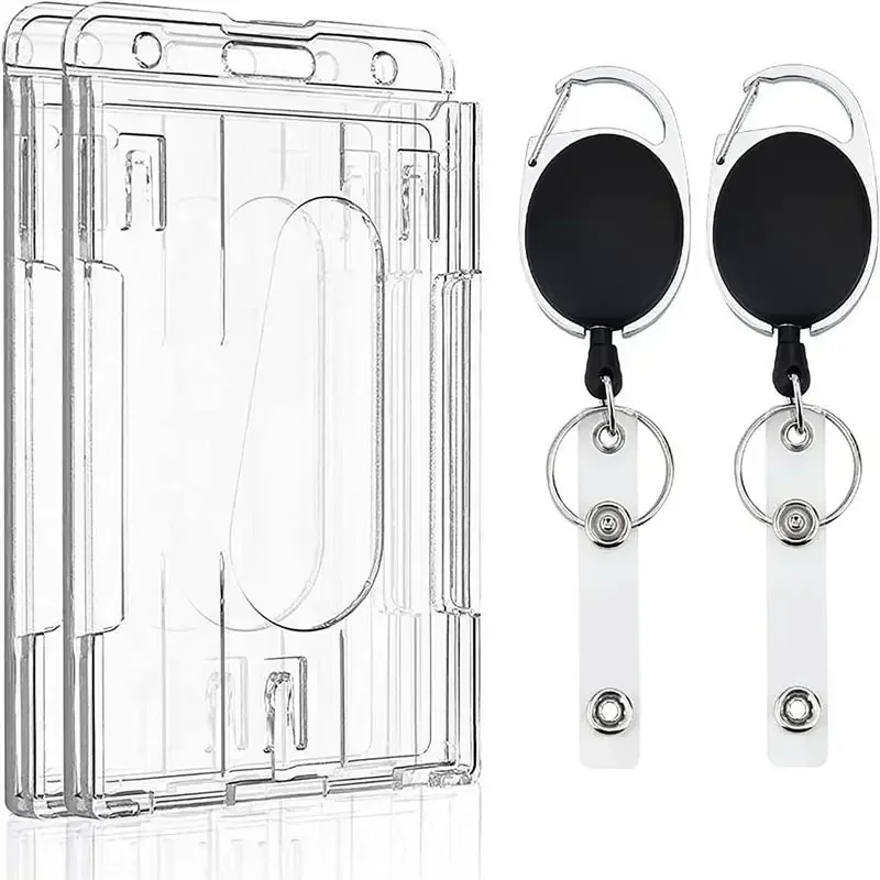 Name Id Card Holder Alloy Badge Reels Hard Plastic Hanging Card Holder PC Transparent Tetractable Reel Credential Holder Case