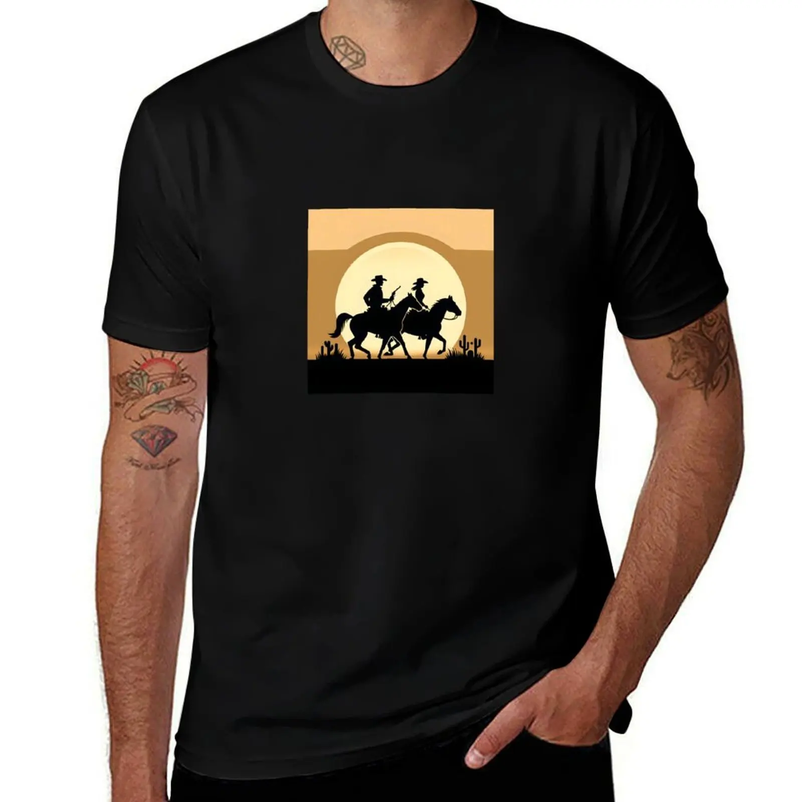 

Sunset Cowboy Silhouette T-Shirt summer 2025 football t shirt quick drying T-shirts man mens graphic t-shirts hip hop