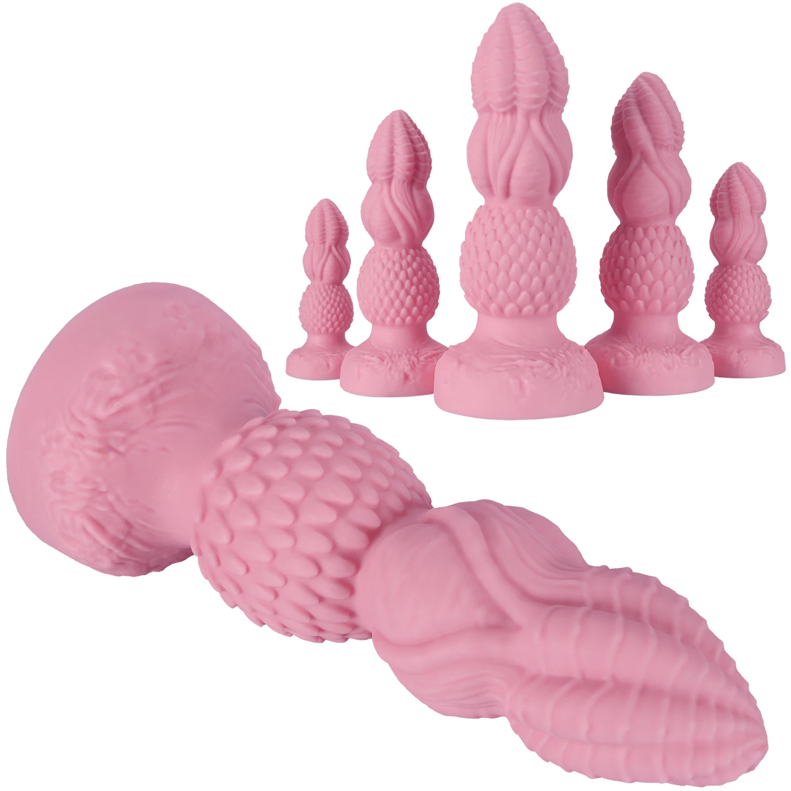 5 Sizes Huge Anal Dildo Ball Anal Plug Thick Silicone Butt Plug Sex Toy For Women Gay Scale Texture Durable Suction Cup Sex Shop