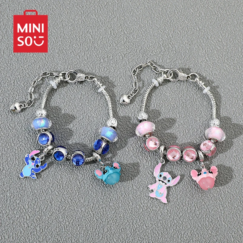 

Stitch Angel Bracelet Miniso Disney Cartoon Figures DIY Removable Bead Wristband Jewelry Accessories Friend Lovers Birthday Gift