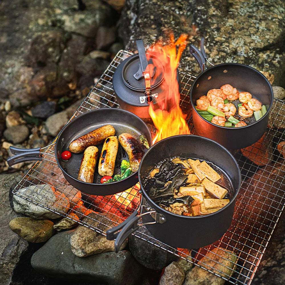 8in / 7in Camping Frying Pan with Folding Handle Aluminum Alloy Camping Cookware for Outdoor Camping Picnic Hiking