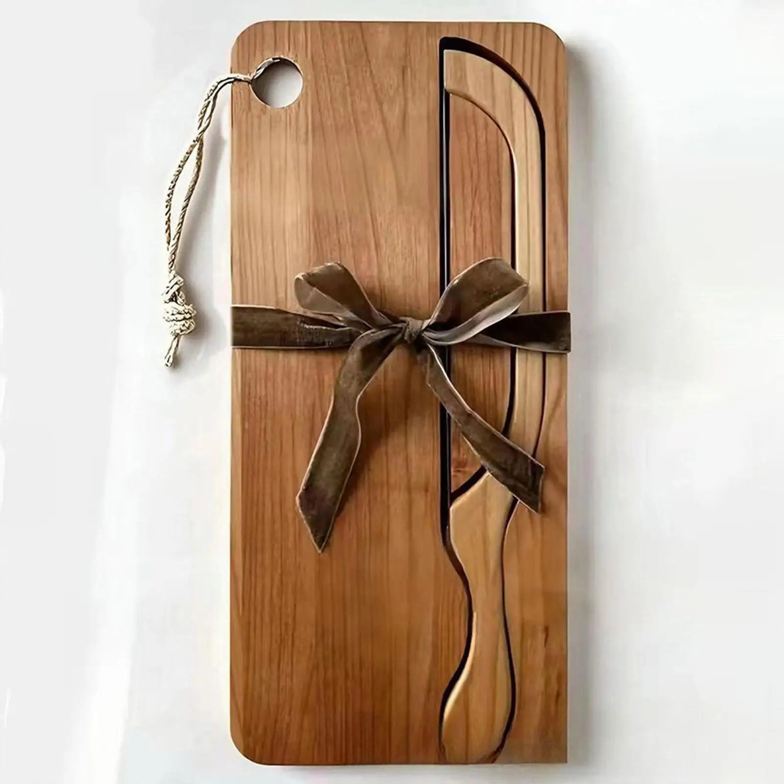 

Bread Cutter for Sourdough Bow Shaped Stainless Cutter Wood Bread Serving Tray Set for Left and Right Hands Bagels French