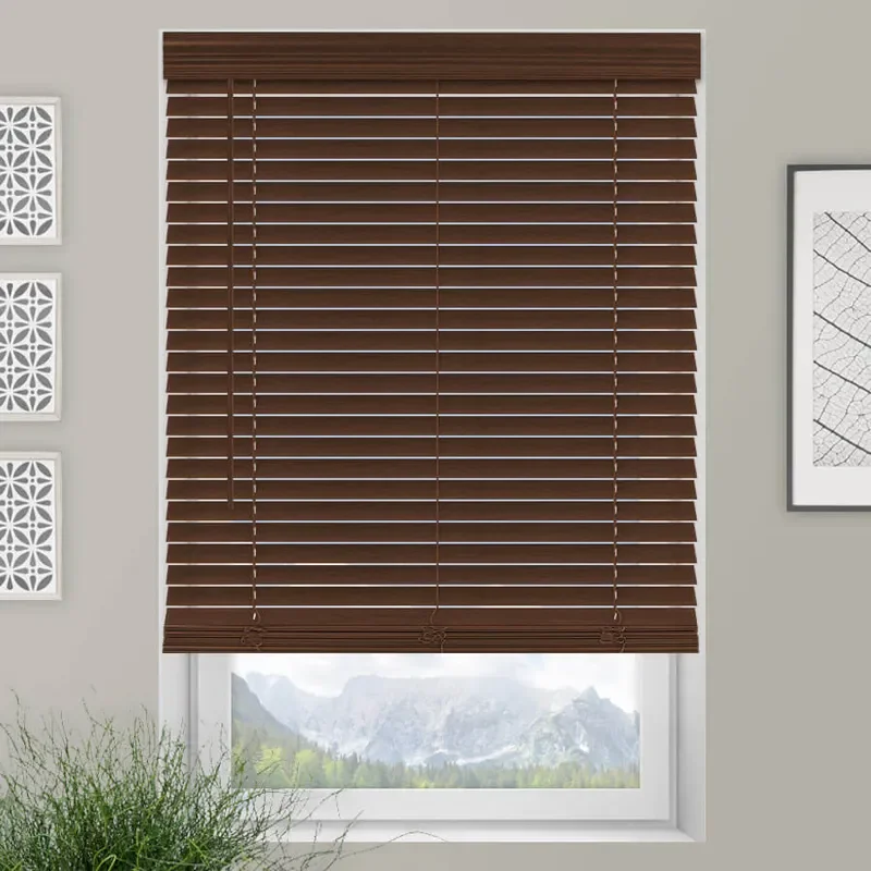 

Electric Motorized Manual Horizontal Wooden Blind Faux Wood Venetian Blinds For Window Built-in Installation Type For Home Decor