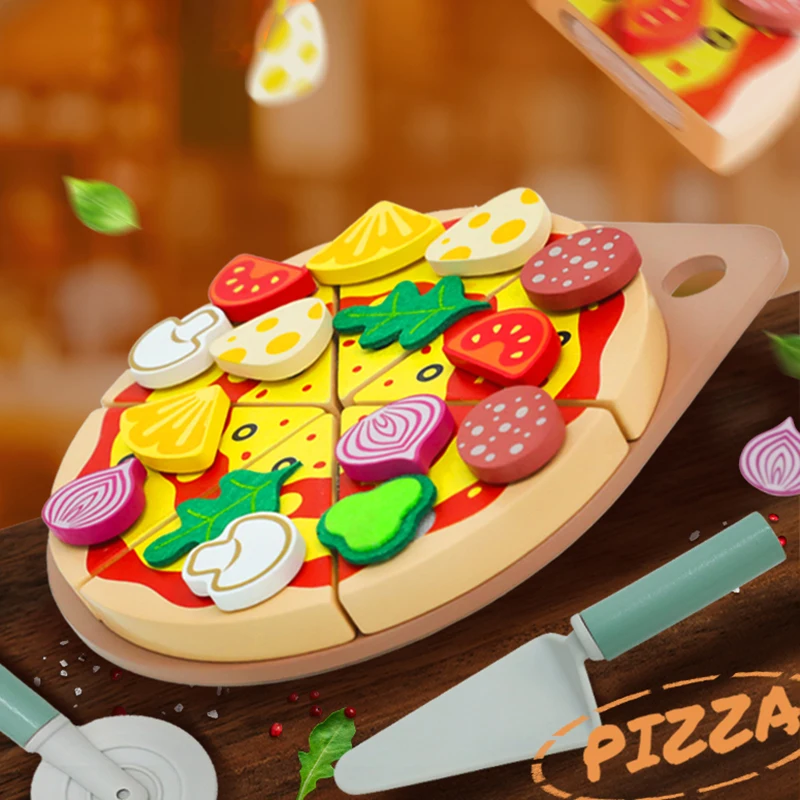 Keuken Fantasiespel Speelgoed Houten Simulatie Voedselaccessoires Pizzasalade Dessertset Montessori Educatief speelgoed voor peuter 3+