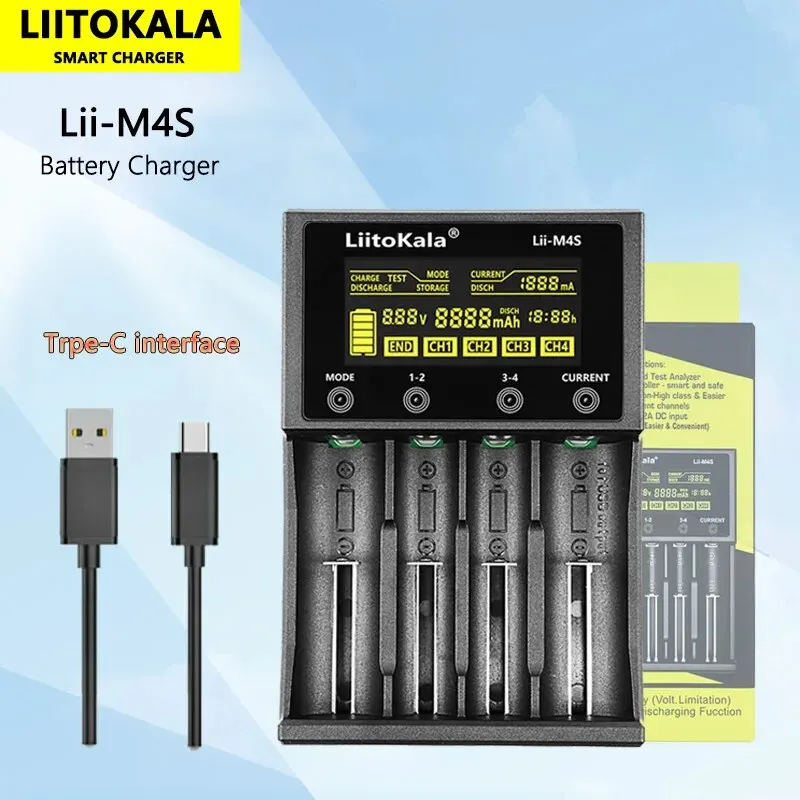 Liitokala เครื่องชาร์จแบตเตอรี่ Lii-S4 Lii-S2 Lii-PD2 Lii-500 Lii-PD4 Lii-402 Lii-M4 Lii-M4S 18650 26650 21700แบตเตอรี่ลิเธียม NiMH