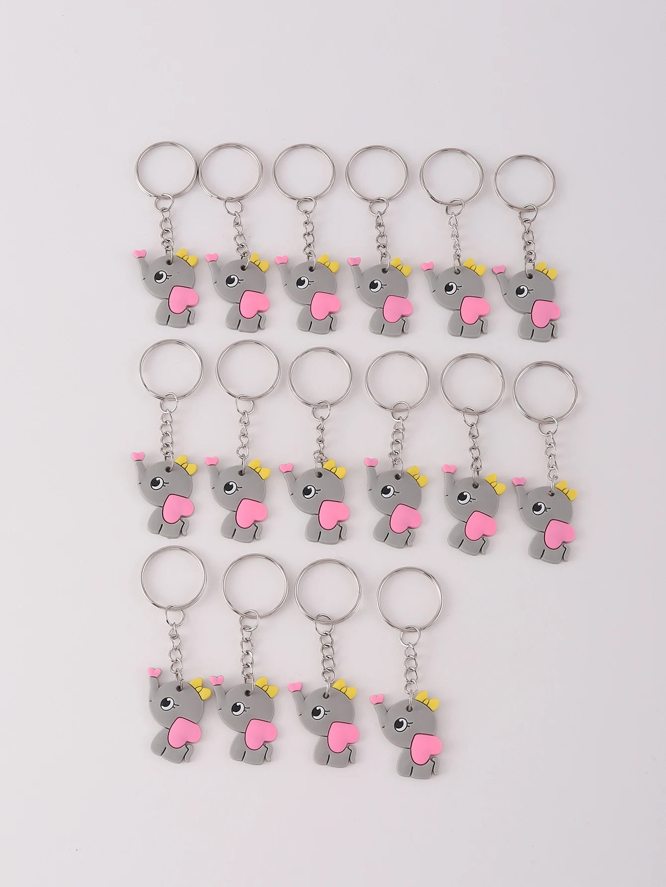 16 Stück süßer Herz-Elefant-Schlüsselanhänger, Cartoon-Silikon-Tier-Schlüsselanhänger, Ring, Geldbörse, Tasche, Rucksack, Charm, Ohrhörer-Hülle, Zubehör – Detail 4