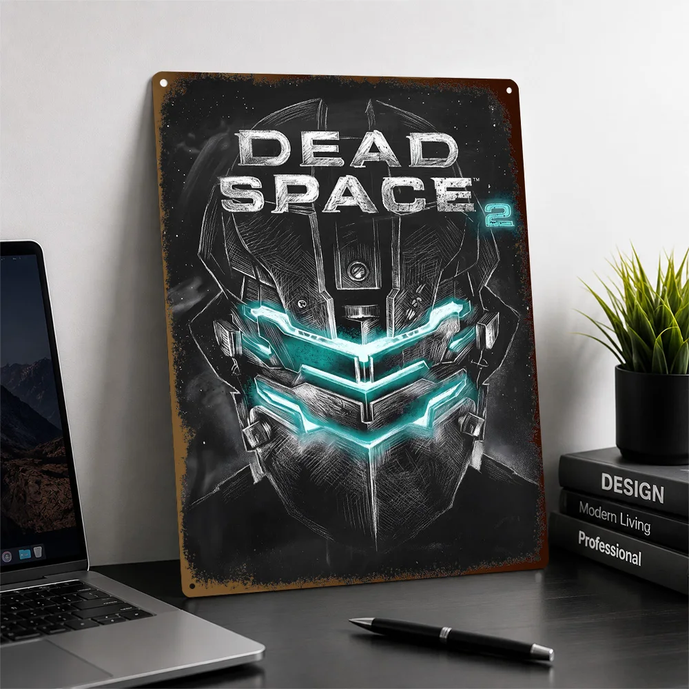 Dead Space 2 Isaac Helmet Printed Poster Customized Metal Sign Dark Survival Tribute Wall Art For Bedroom As Housewarming Gift