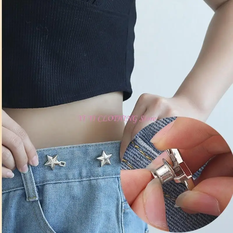 

N5KF Star Pant Pin No Sew Waist Buttons Button Jean Button Pins Adjustable Waist Buckle Tighten Waist Button Pin
