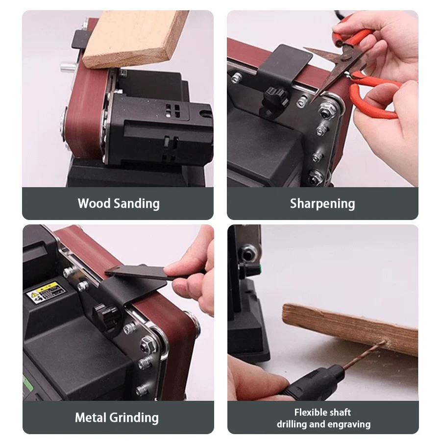 Electric Belt Sander Household Knife Sharpener Industrial Grade Mini Polishing Tool Dual Purpose Belt Sander Sanding Machine view 5