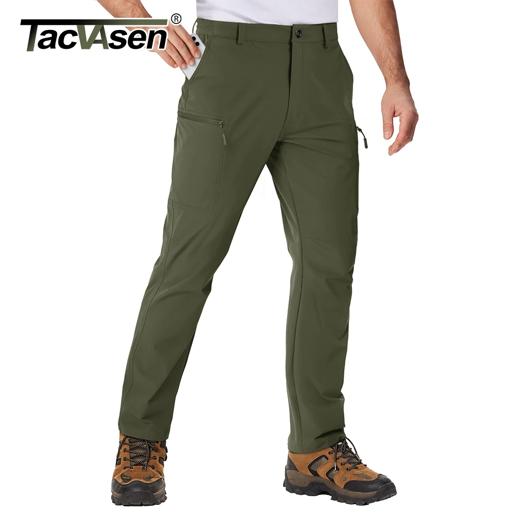 TACVASEN Men's Lightweight Straight Pants Quick Dry Casual Work Cargo Pants Multi-pockets Waterproof Outdoor Hiking Camping