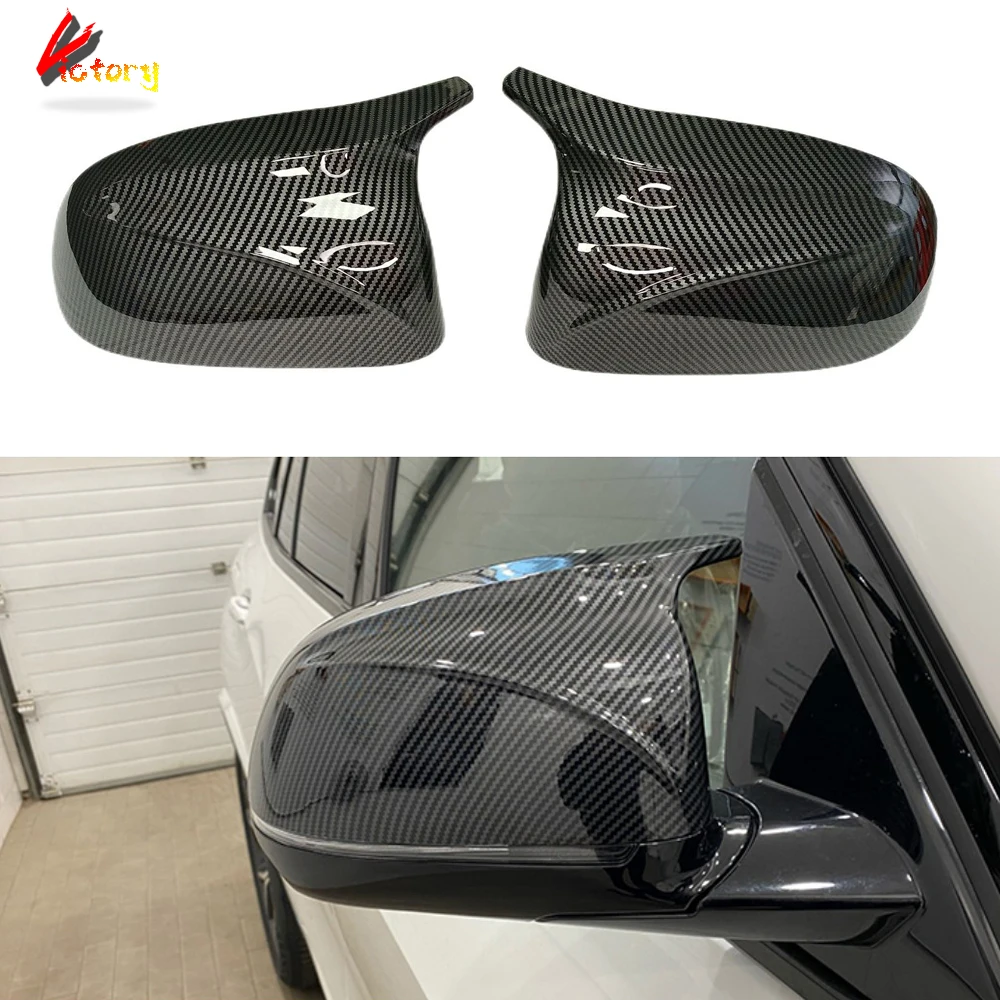 

Car Door Wing Side Rearview Mirror Shell Covers For BMW X3 X4 X5 G01 G02 G05 Oxhorn Style Plastic Carbon Print Auto Cap