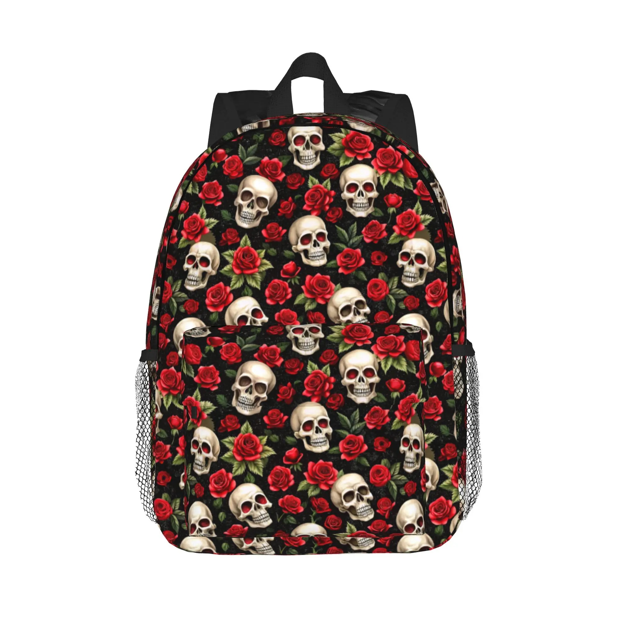 Rose Skull Gothic Style Pattern Backpack Hot Sale Daypack Large Capacity Boy Girl BookBag Shoulder Bags for Men Women School Bag