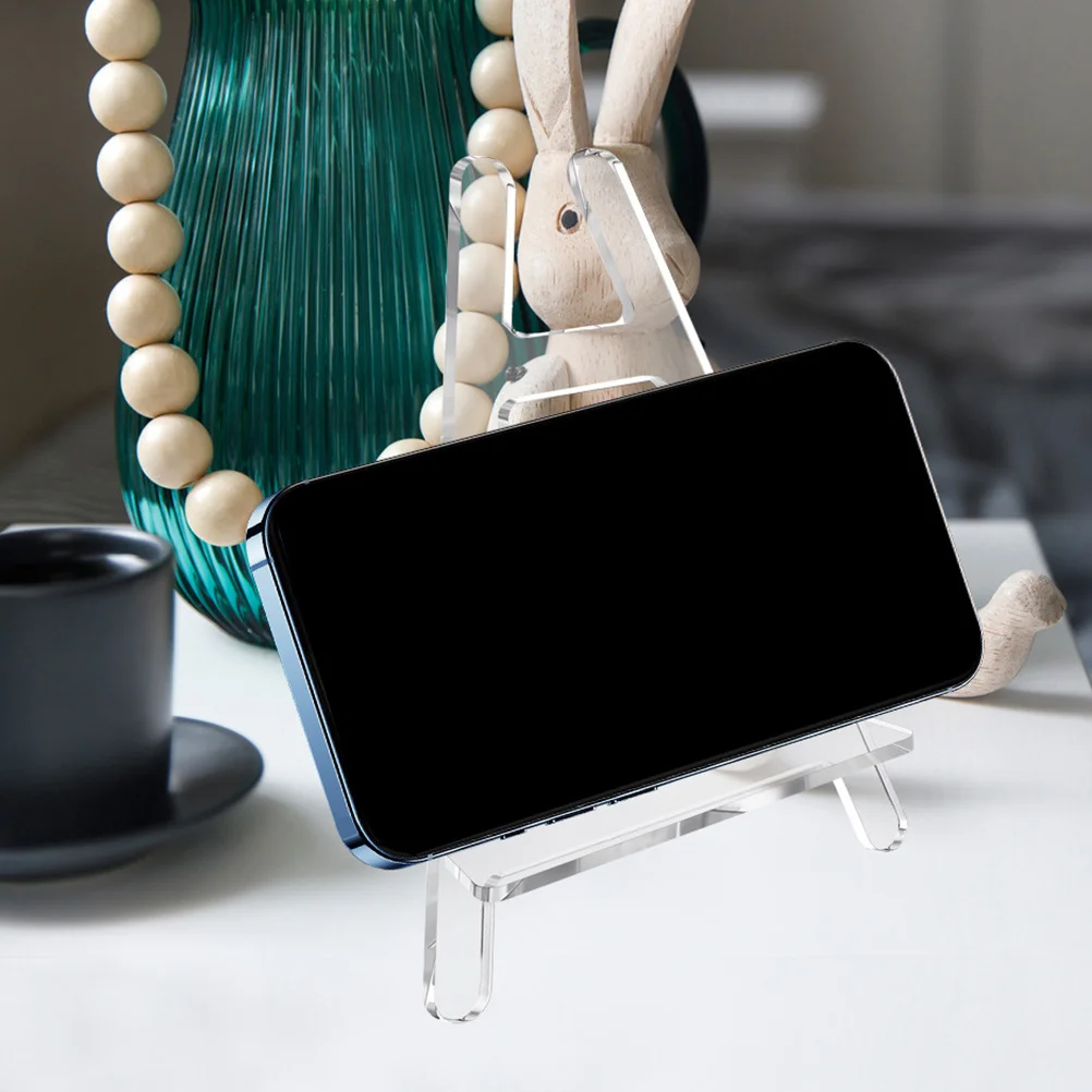 

2pcs Clear Acrylic Phone Display Stand Lightweight Compact Retail Holder Desk Accessory For Wallet Tablet Organizer Purse Rack