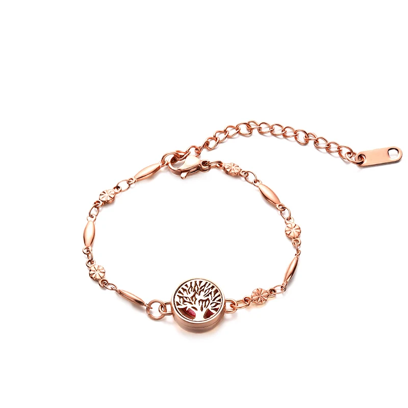 Stainless Steel Aromatherapy Bracelet 12mm Essential Oil Diffuser Locket Small Mini Bracelets for Women Girls Rose Gold Color