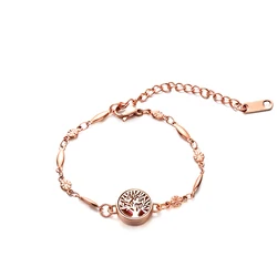 Stainless Steel Aromatherapy Bracelet 12mm Essential Oil Diffuser Locket Small Mini Bracelets for Women Girls Rose Gold Color