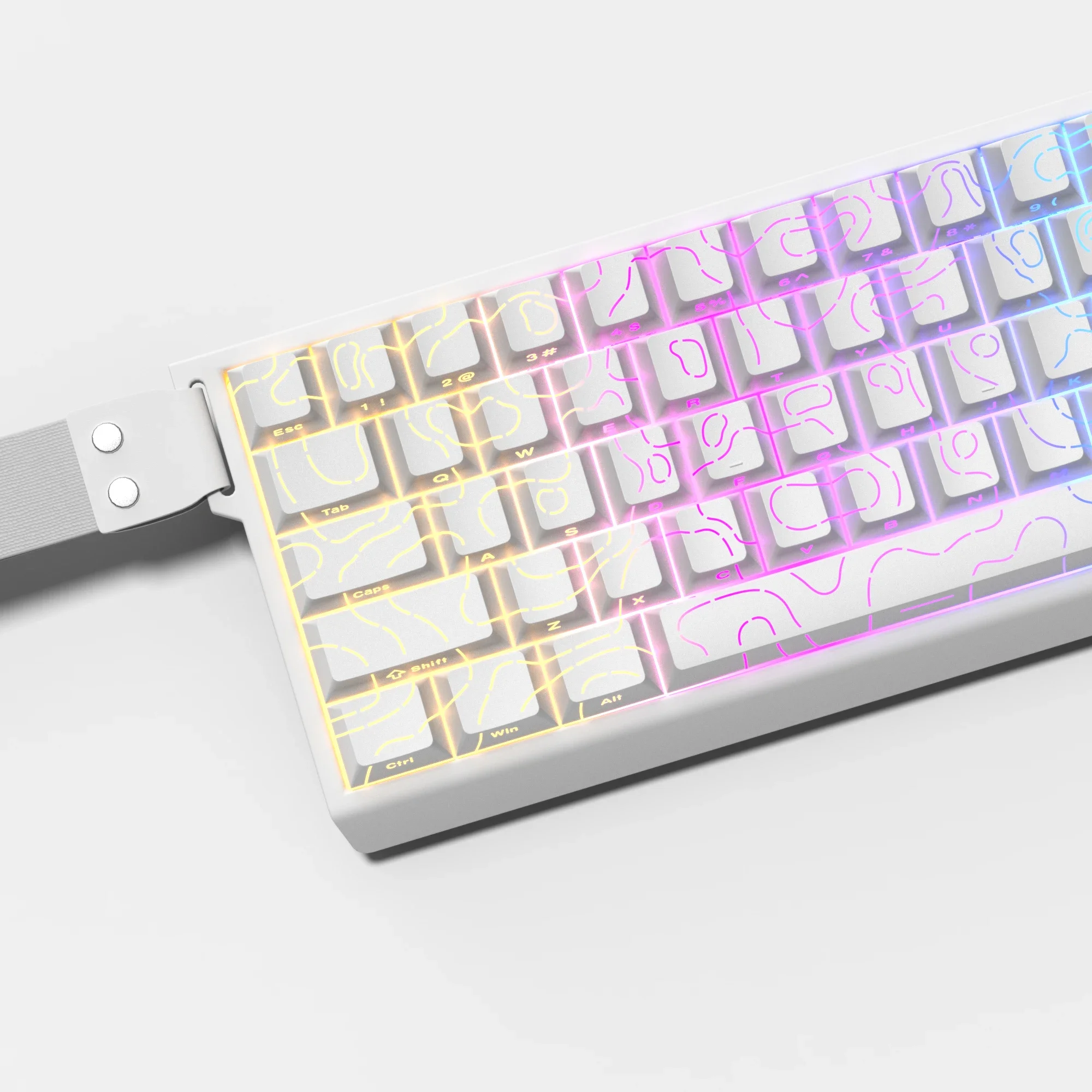2025 Super New White Topographic 4.0 Double Shot PBT 98 Keys RGB Keycaps Set Cherry Profile for Cherry MX Switch Gaming Keyboard