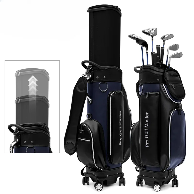 

#For PGM QB126 Custom Premium Genuine Leather Golf Bag Leather Golf Cart Bag Retractable Golf Bag With Wheels