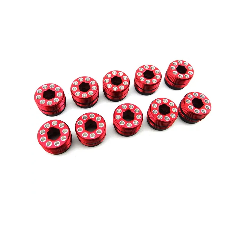 Hot Racing NRO2122N02 Red Alum Hub Nuts w/ Delrin Cups (10pcs) for 1/8 Arrma Nero/Big Rock/Fazon