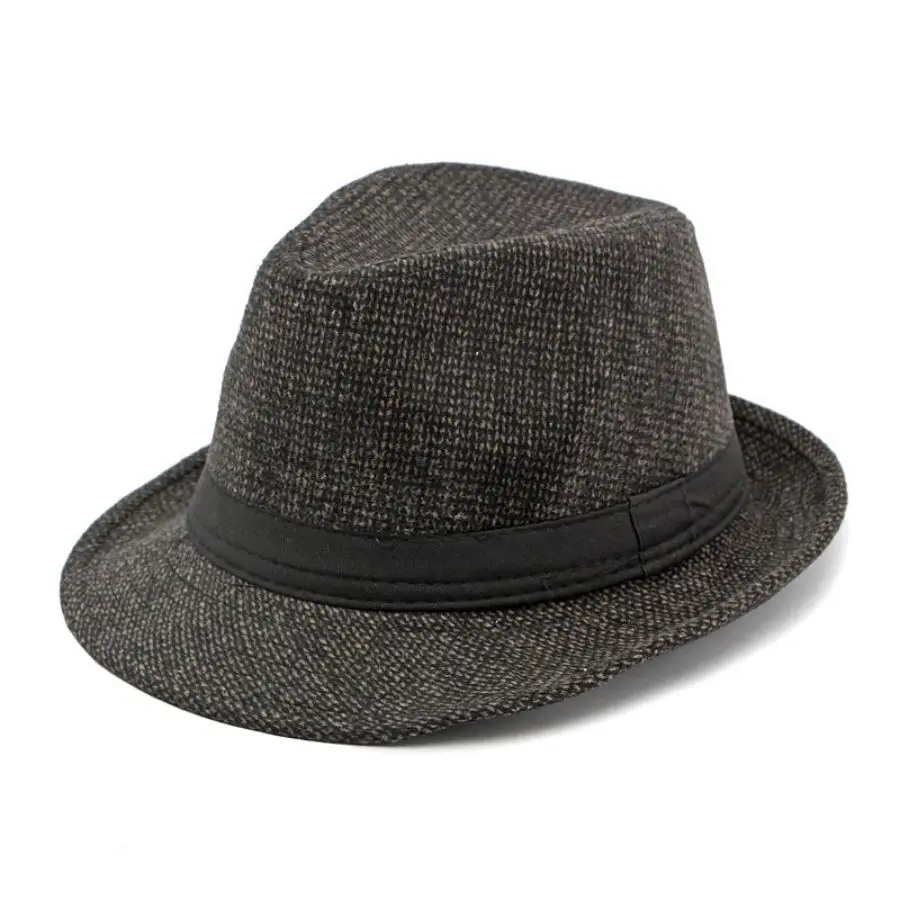 British Top Jazz Hat for Gentleman Hat Middle-Aged Men Simple Pure Color Wool Top Hat Casual Elegant Jazz Hat Fedoras Party Cap