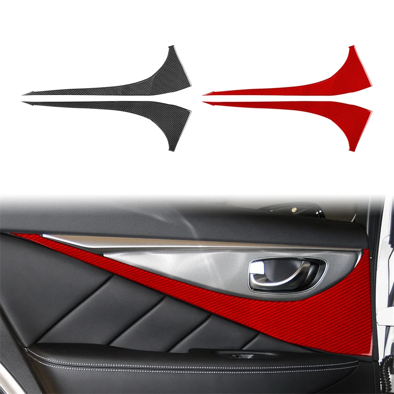 

Для Infiniti Q50 2014-2020 автомобильные аксессуары из настоящего мягкого углеродного волокна, крышка панели задней двери, отделка, внутренняя наклейка