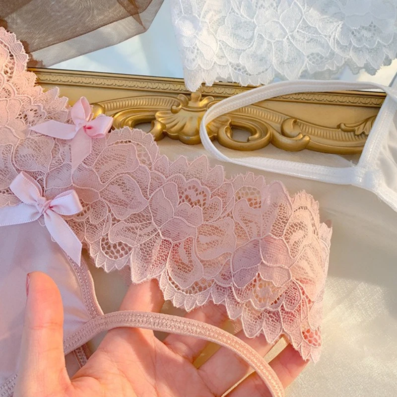 Dámské sexy kalhotky s nízkým pasem a krajkou, průhledné a s mašlí, bavlněné prodyšné kalhotky - náhled 5