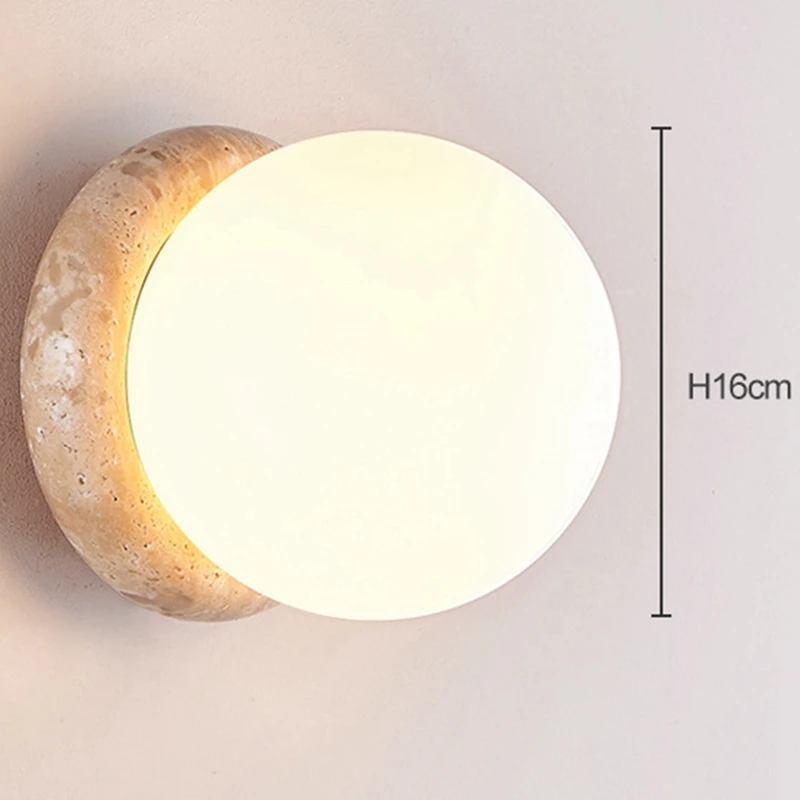 

Nordic Modern LED Wall Sconce Lamp Yellow Travertine Bedroom Decor Bathroom Mirror Stair Lights Pared