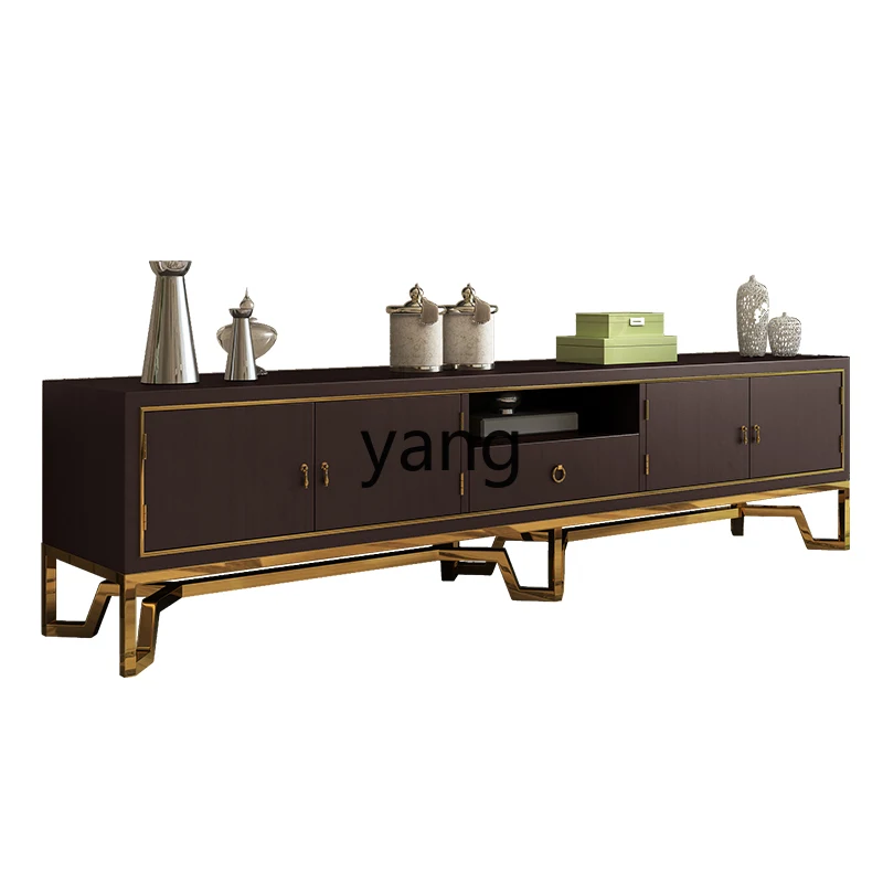 

YJQ light luxury TV cabinet coffee table combination set, post-modern simple large apartment solid wood living room cabinet